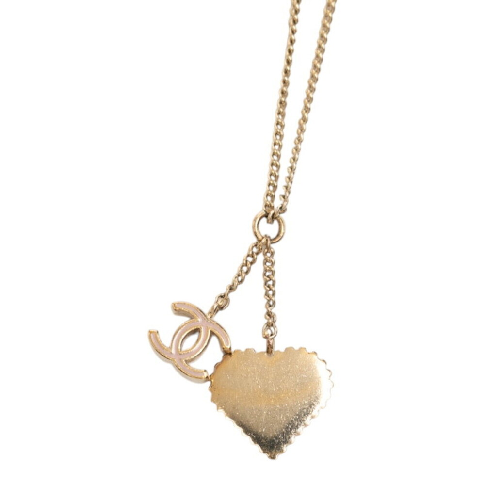 Chanel Coco Mark Heart Pendant Necklace 05P Gold Multicolor Plated Women's CH... - Picture 2 of 7